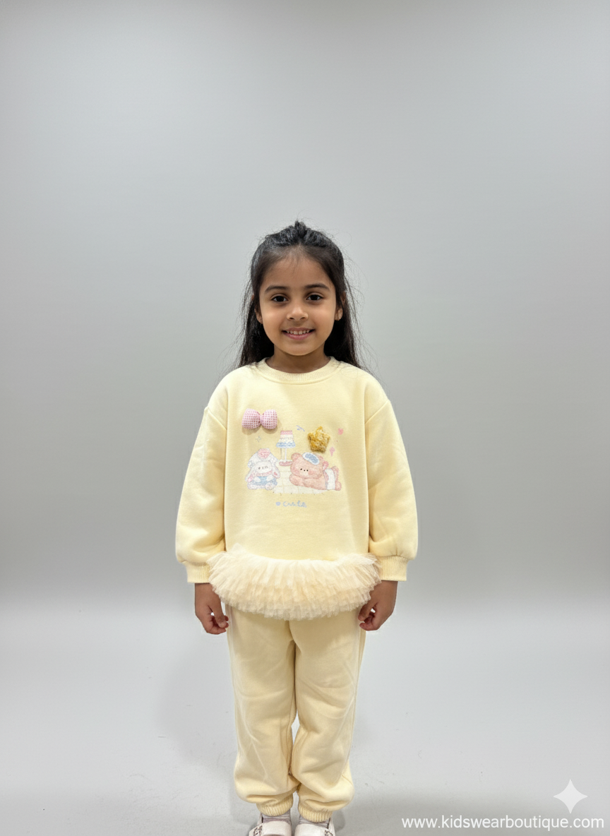 Furry Cartoon Sweatshirt Set