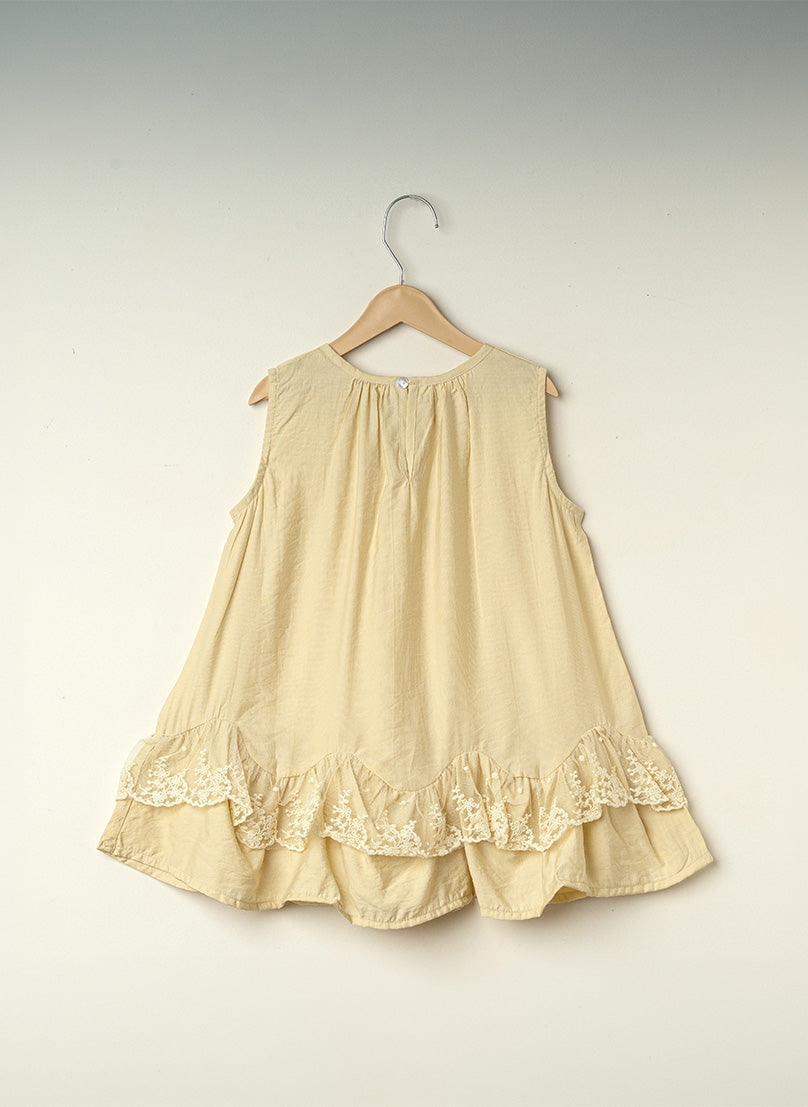 Lime Green Lace Flounce Dress
