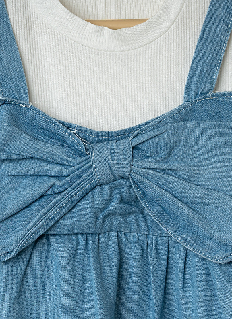 Bow Layered Pinafore Dress