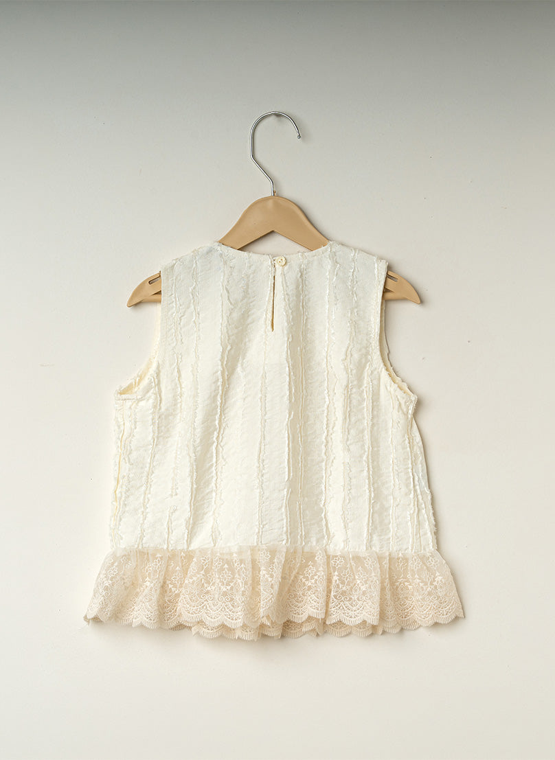 Cream Lace Hem Top