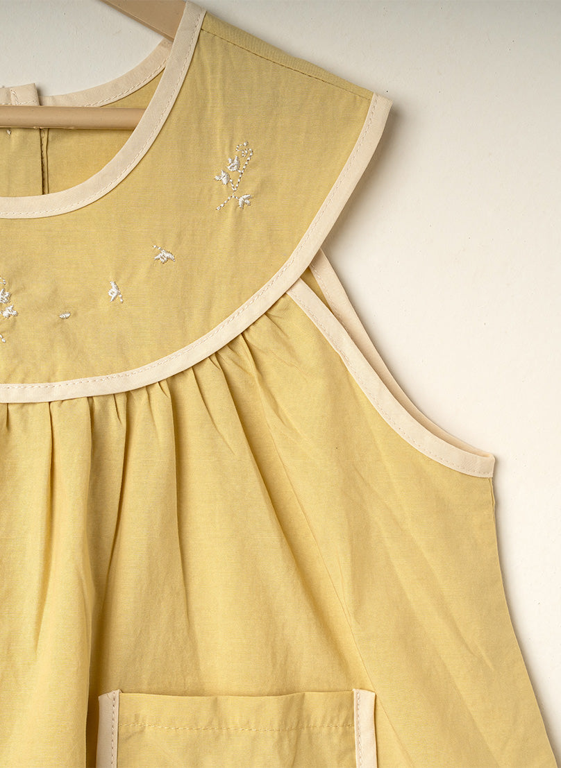 Lemon Cream Embroidered Pinafore