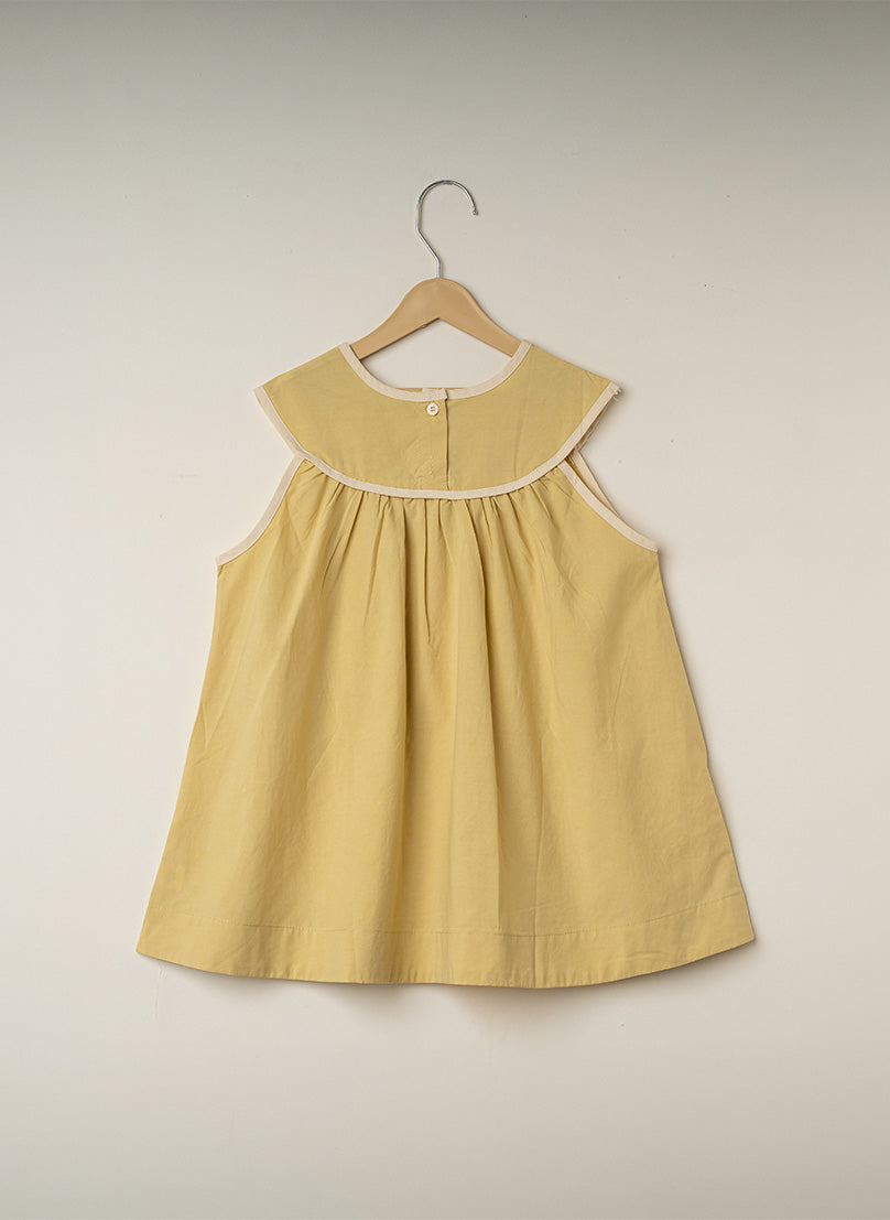 Lemon Cream Embroidered Pinafore