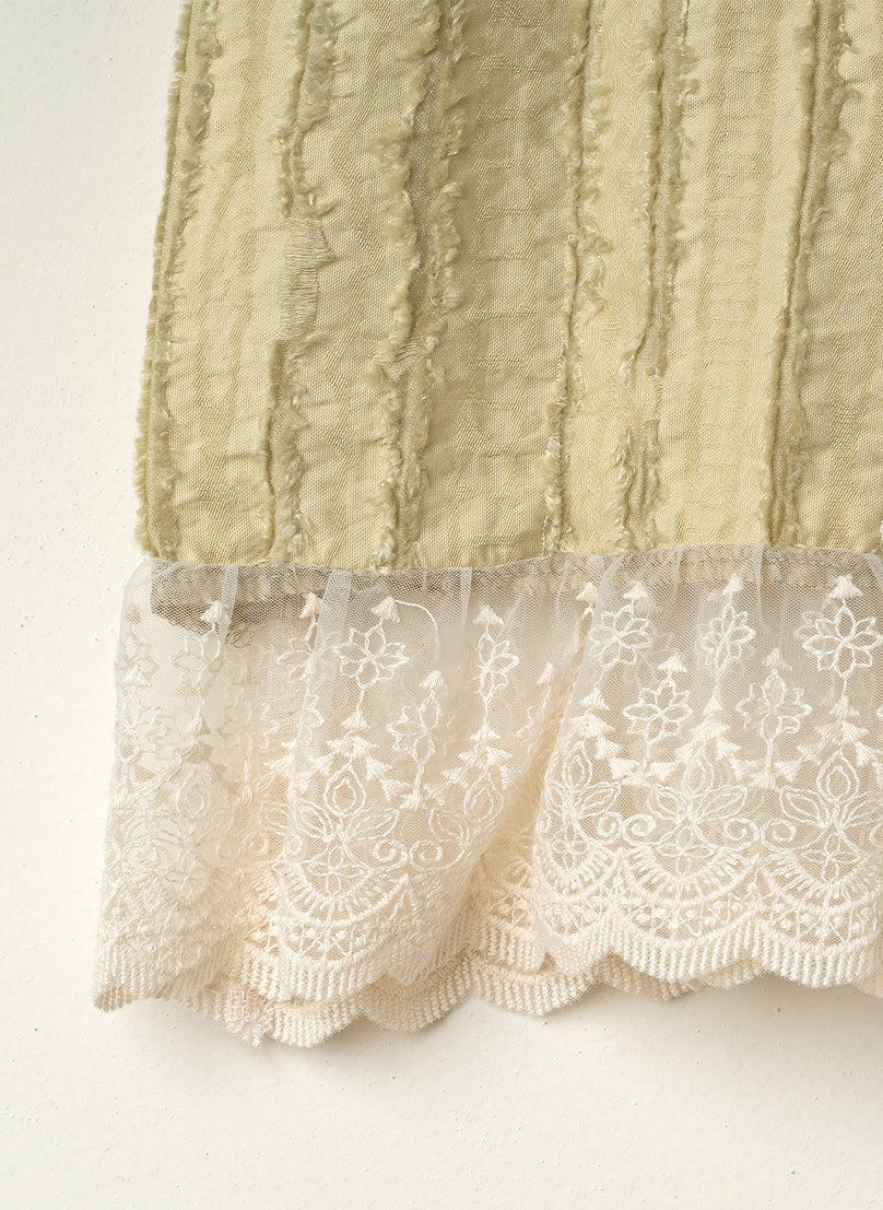 Sage Green Lace Hem Top