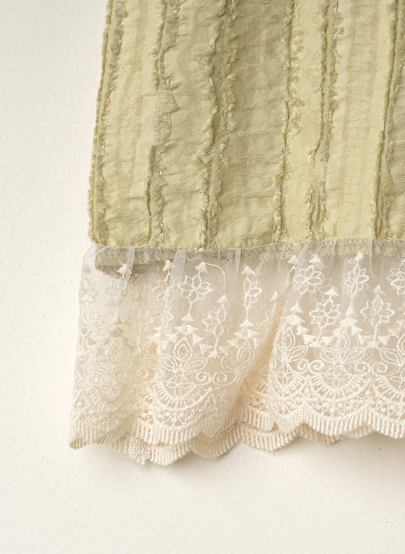 Sage Green Lace Hem Top
