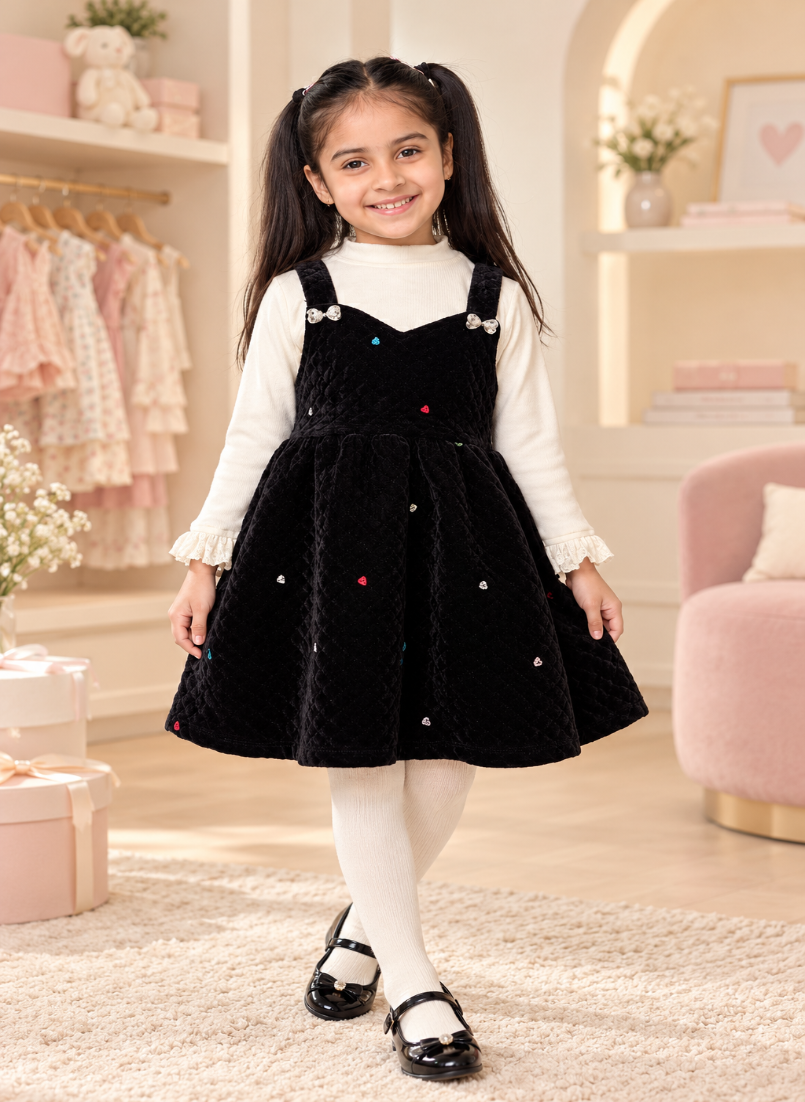 Mini Velvet Heart Dress Set