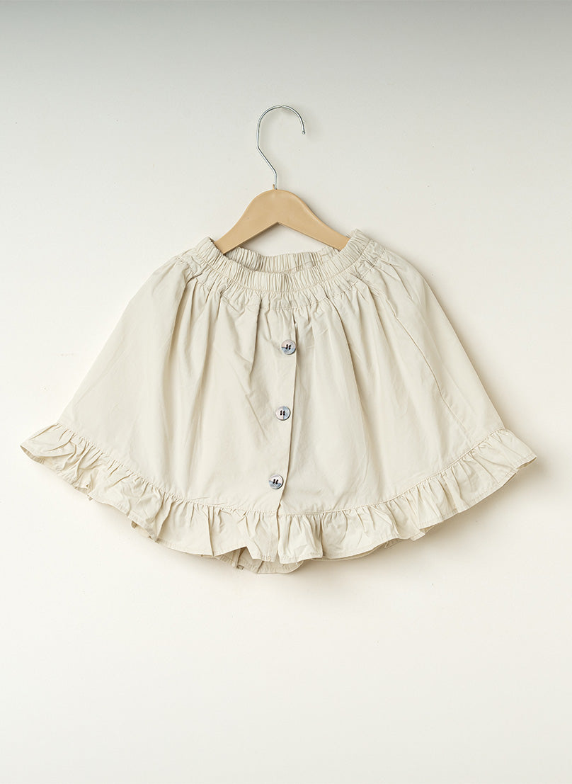 Green White Ruffle Button Shorts