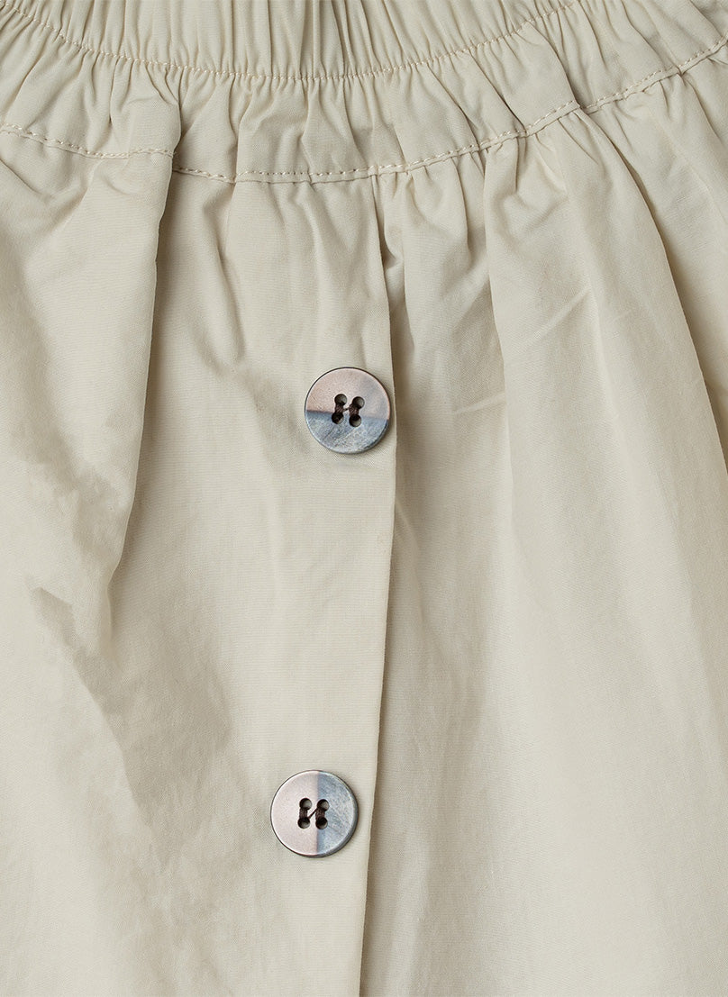 Green White Ruffle Button Shorts