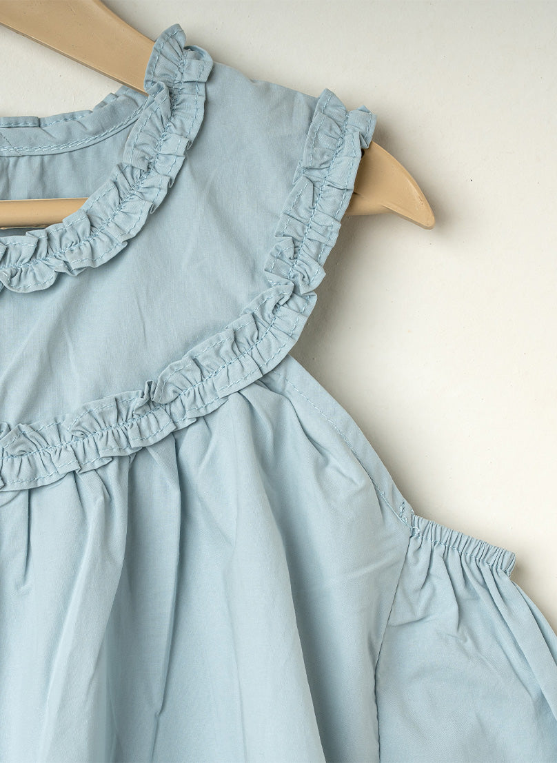Pastel Blue Ruffle Top