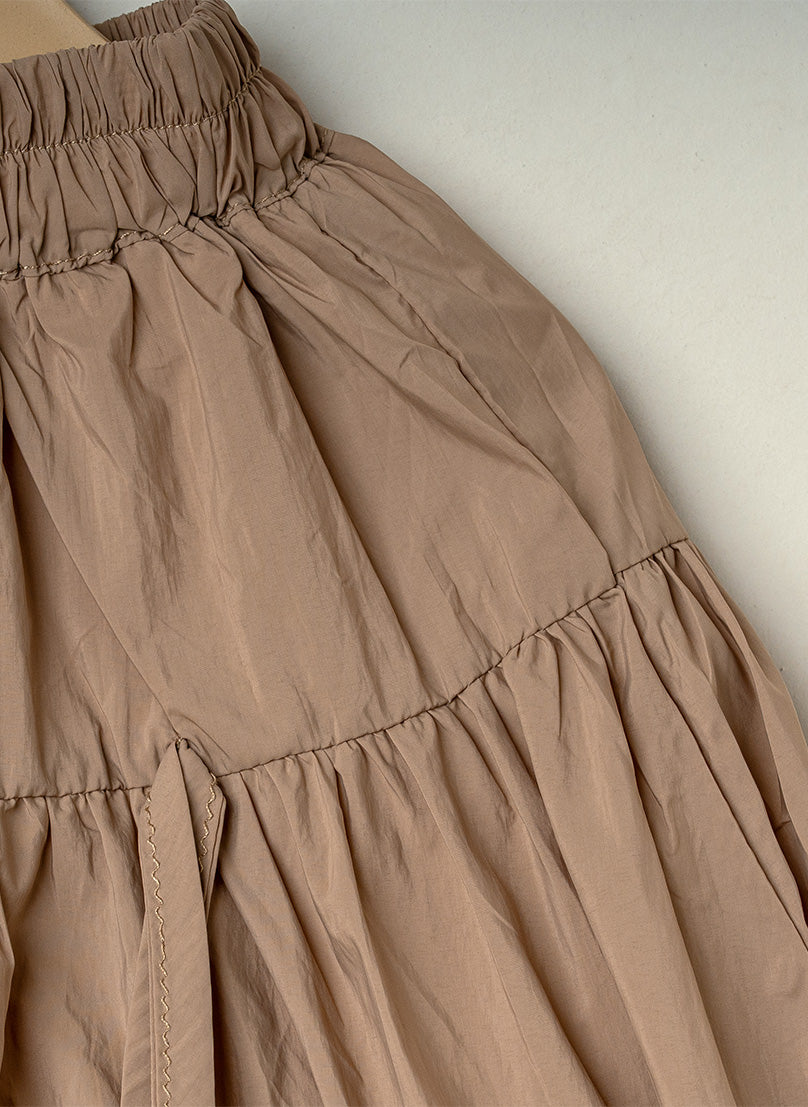 Milky Brown Tiered Ballon Shorts