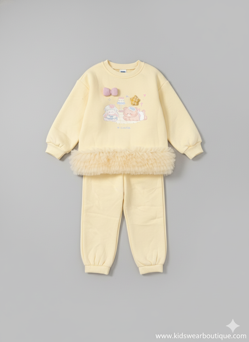 Furry Cartoon Sweatshirt Set