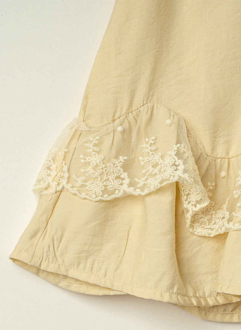 Lime Green Lace Flounce Dress