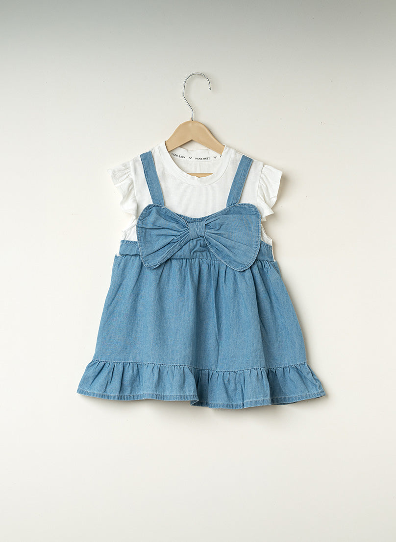 Bow Layered Pinafore Dress
