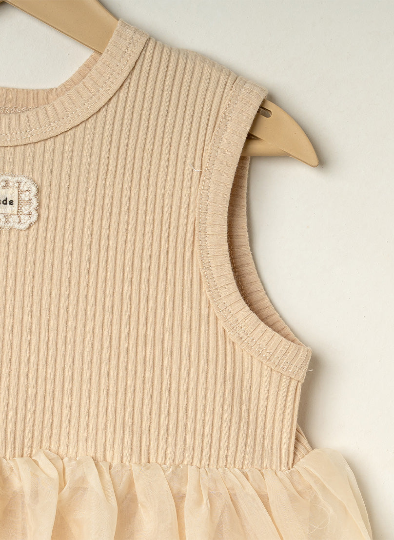 Cream Tulle Peplum Top