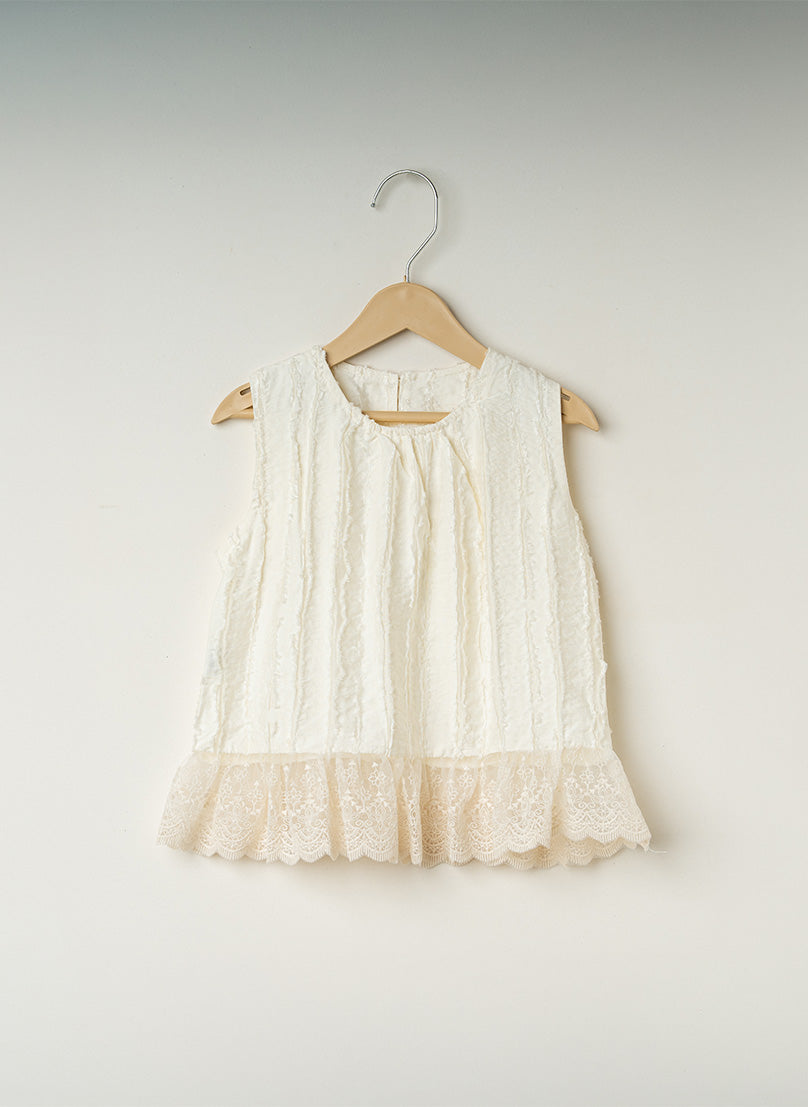 Cream Lace Hem Top