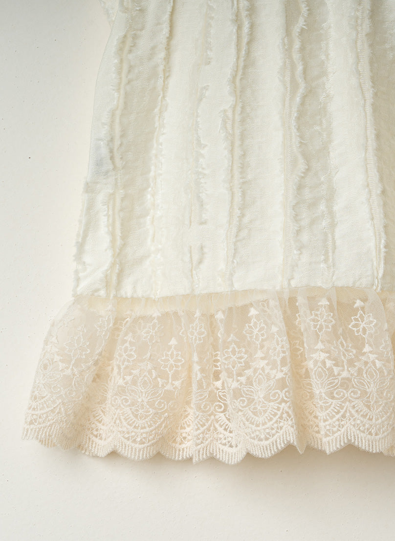 Cream Lace Hem Top