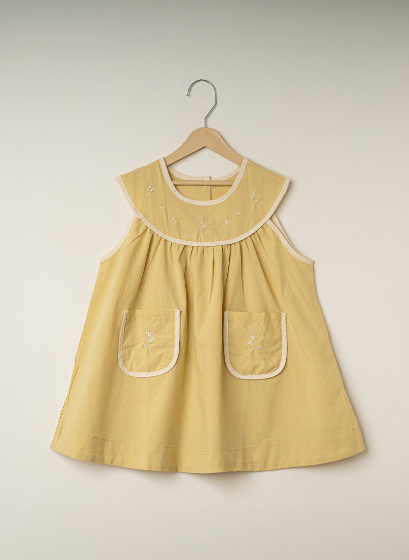 Lemon Cream Embroidered Pinafore