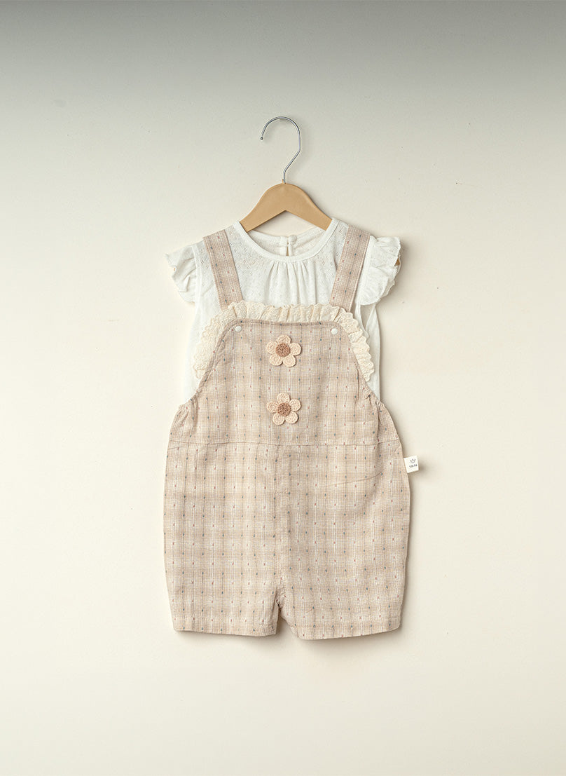 Sandstone Floral Lace Dungaree