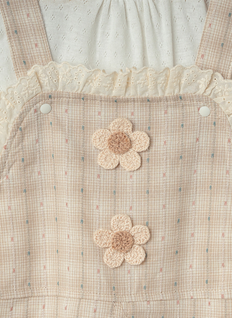 Sandstone Floral Lace Dungaree