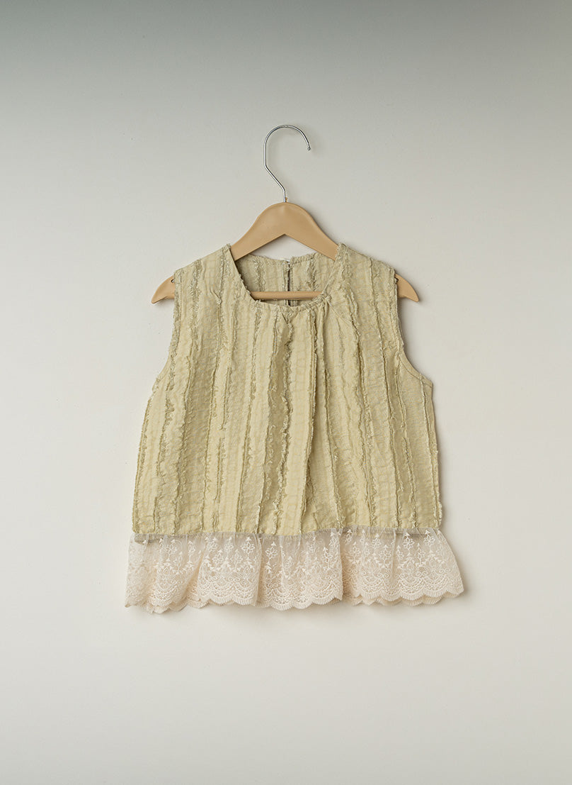 Sage Green Lace Hem Top