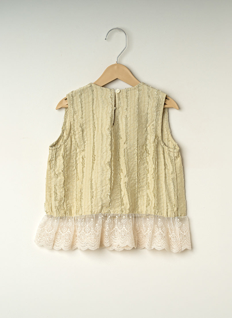 Sage Green Lace Hem Top