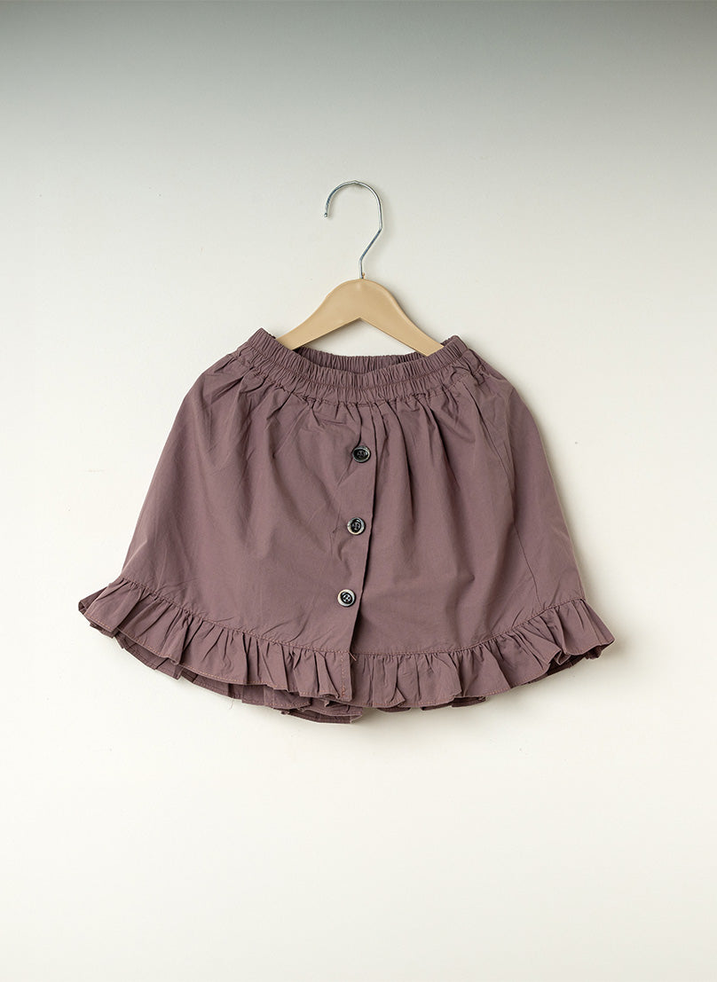 Dark Purple Ruffle Button Shorts