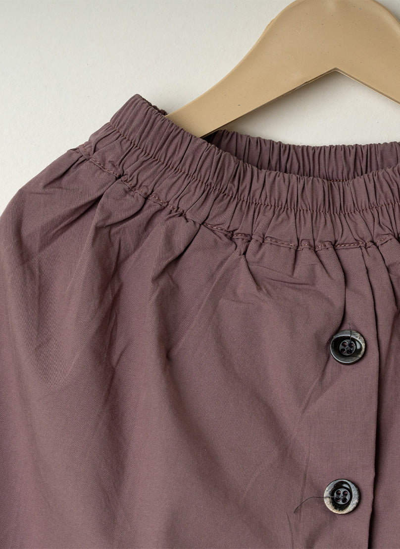 Dark Purple Ruffle Button Shorts