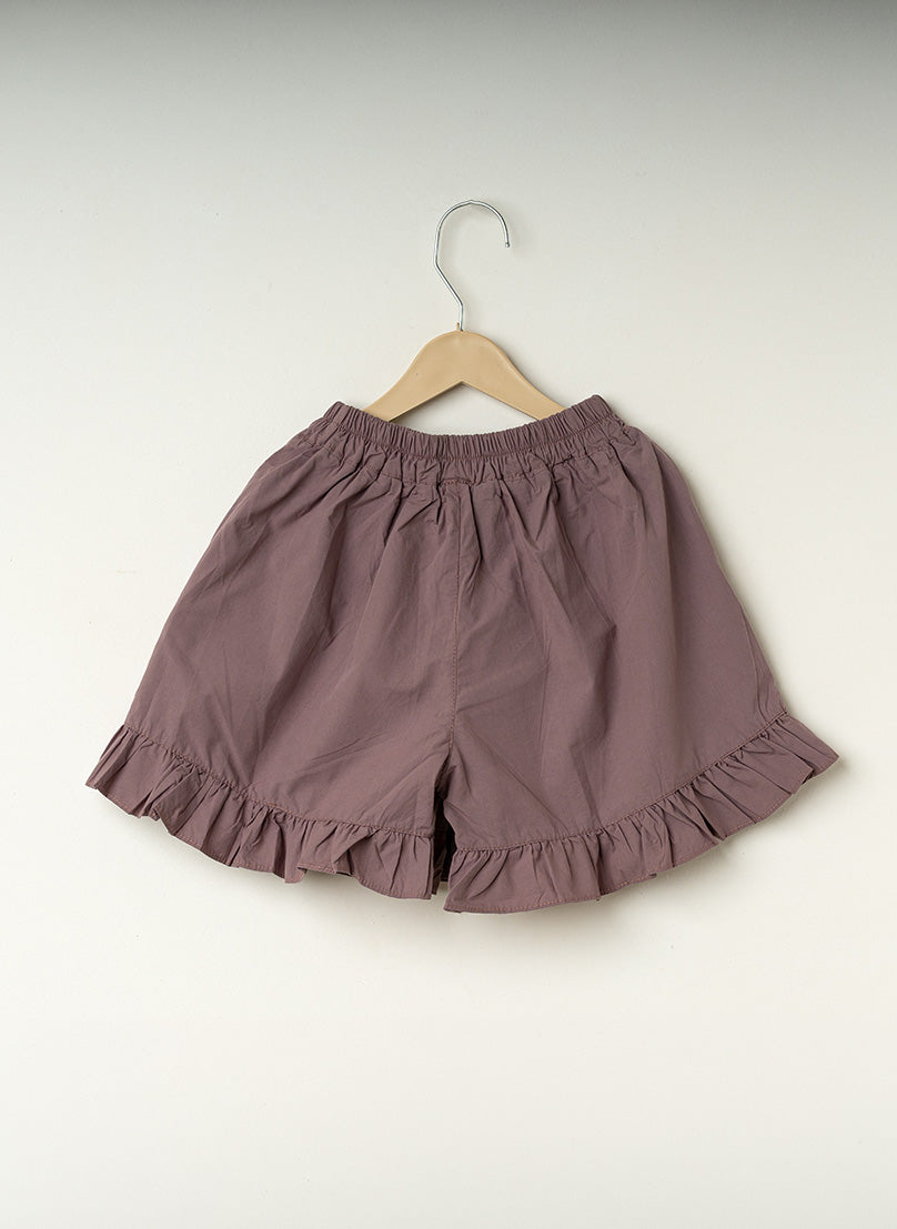 Dark Purple Ruffle Button Shorts