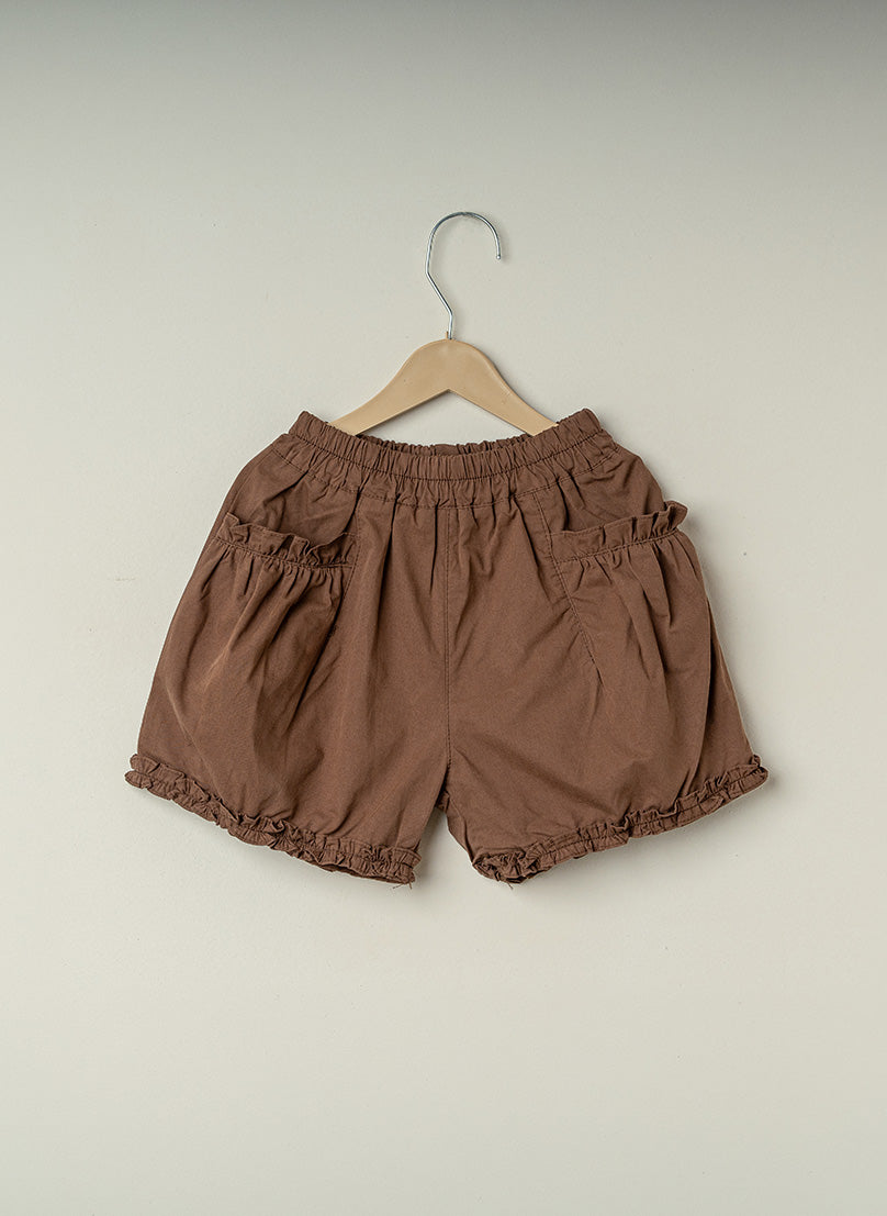 Cream Ruffle Pocket Shorts