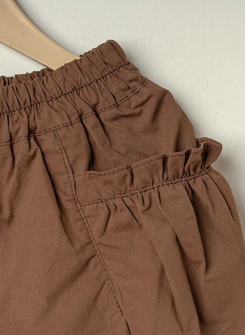 Cream Ruffle Pocket Shorts
