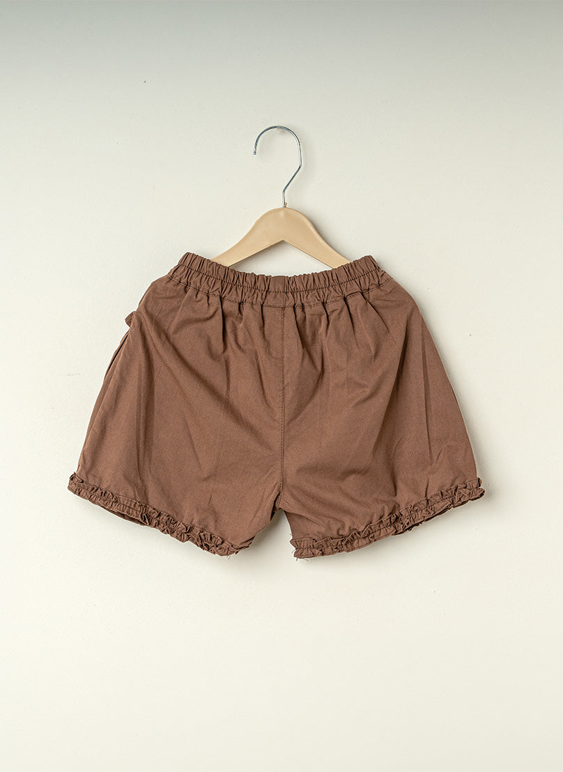 Cream Ruffle Pocket Shorts