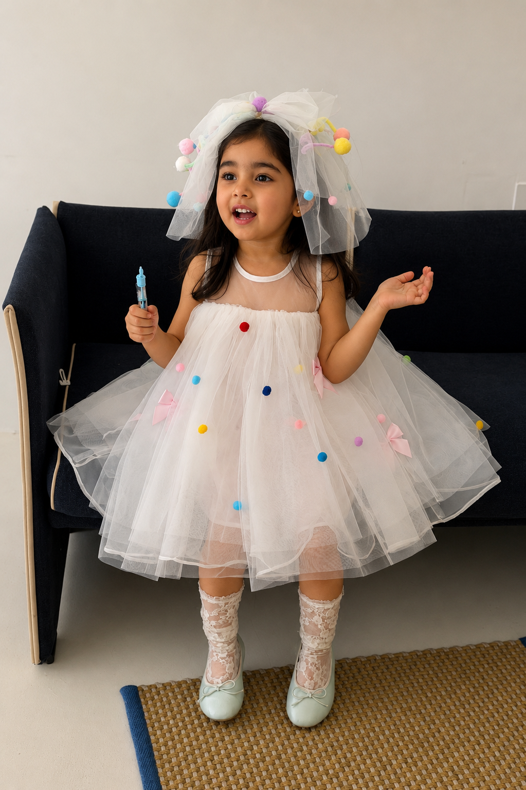 MINI POMPOM DRESS